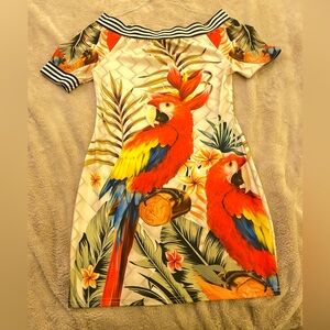 Tropical Mini Dress with parrot design 🦜
